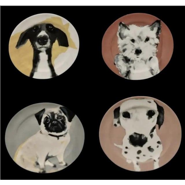 Sally Muir Dog-a-Day Dessert Plate Set of 4 For Sale In Atlanta - Image 6 of 7