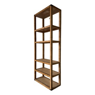 Vintage Coastal Bielecky Brothers-Style Wrapped Rattan Six-Tier Etagere For Sale
