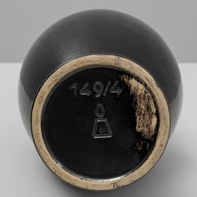 20th Century German Mid-Century Modern Black Ceramic Vase For Sale - Image 14 of 18