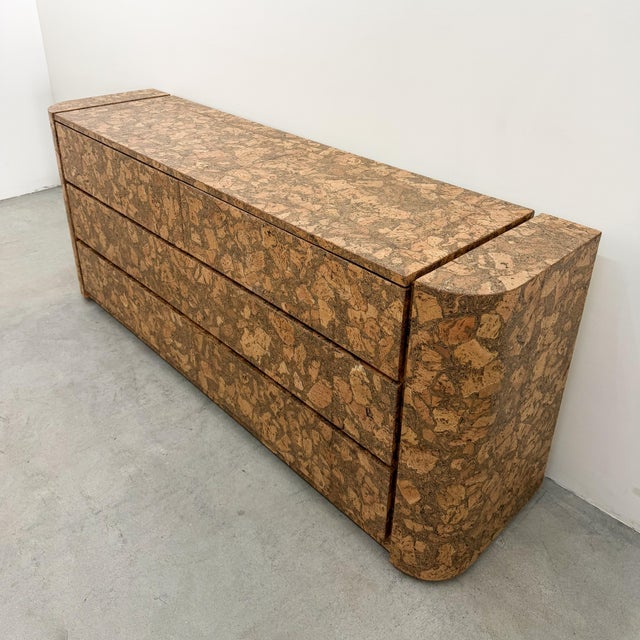 Wood Vintage 1970s MCM Six Drawer Cork Dresser For Sale - Image 7 of 10