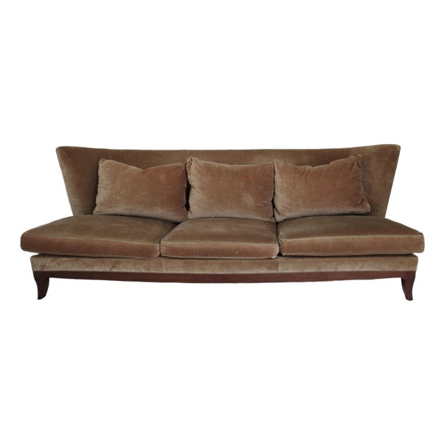 C. 2000 Donghia "Geneva," Coll. Walnut Framed Sofa With Donghia Cotton-Velvet Textile For Sale