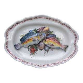 Mid-Century Majolica Palissy Fish Sealife Platter Vallauris For Sale