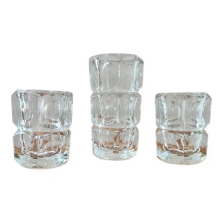 MCM Space Age Lead Glass Vases by František Pečeny for Hermanova Hut - Set of 3 For Sale