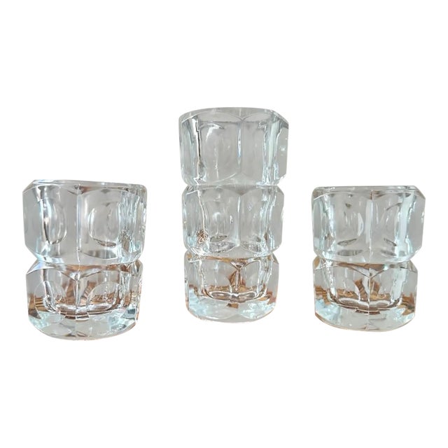 MCM Space Age Lead Glass Vases by František Pečeny for Hermanova Hut - Set of 3 For Sale