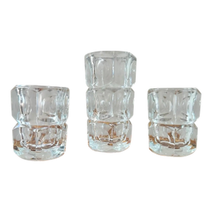 MCM Space Age Lead Glass Vases by František Pečeny for Hermanova Hut - Set of 3