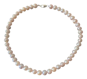 Genuine Pinkish /Grayish Pearl Necklace Cultured Freshwater 17" Long
