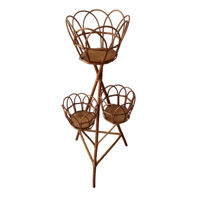 Wicker Plant Stand, 1960s For Sale