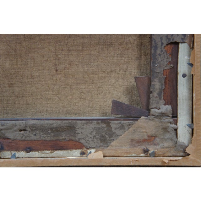 Antique European Fisherman River Cottage Oil Landscape on Canvas by Charles Martin For Sale - Image 4 of 13