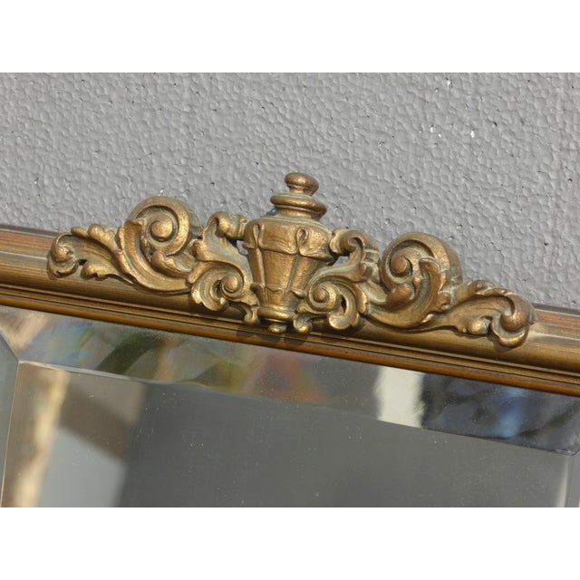 Antique French Provincial Country Gold Wall Mantle Mirror Beveled