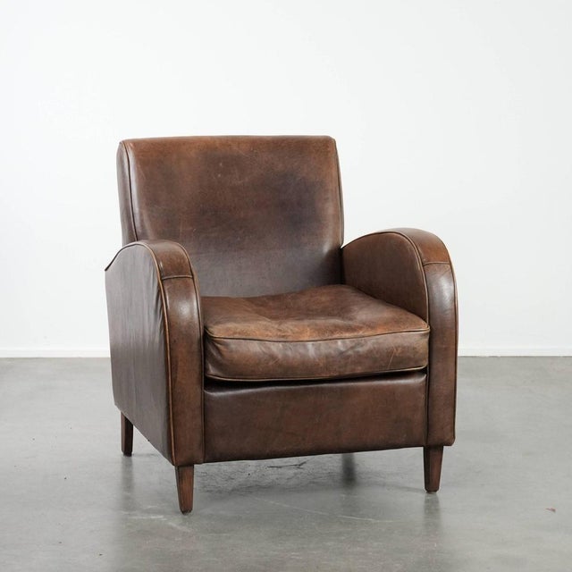 Vintage Brown Sheepskin Armchair For Sale - Image 15 of 15