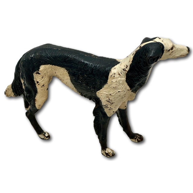 Rare & Large Size Model Antique American Cast Iron Russian Wolfhound / Borzoi Dog Doorstop 10.5 Inch Tall X 15 Inches Long For Sale - Image 12 of 18