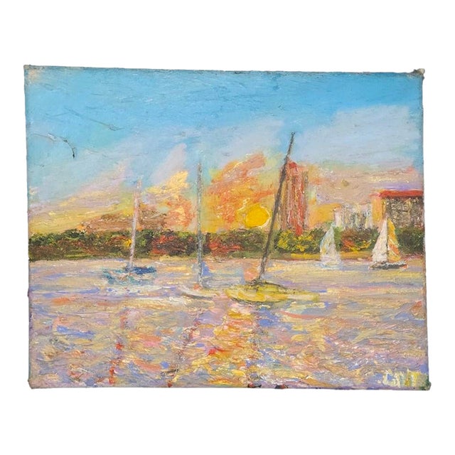 Original Patrick Ginter Impressionist Acrylic Painting - "Calhoun Sunset" For Sale