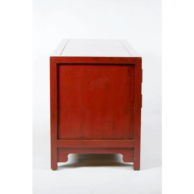 Chinese Red-Lacquered Sideboard / Low Center Table / Four Drawers For Sale - Image 11 of 13