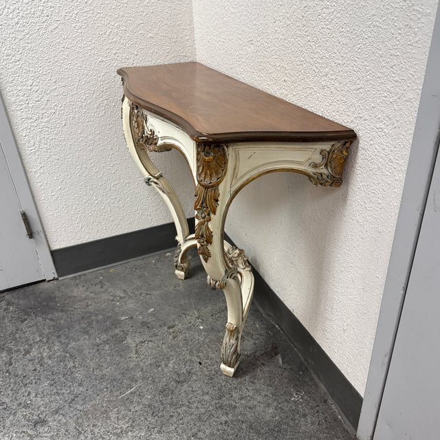 Rococo Style Carved Wood Console Table, Vintage For Sale - Image 4 of 11