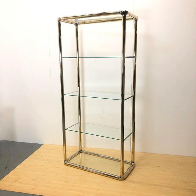 1970s Large Tubular Etagere Glass Shelf | After Milo Baughman For Sale - Image 5 of 11
