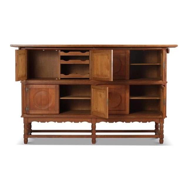 Mid 20th Century Tall Oak Sideboard With Eight Circular Doors by Henry Kjaernulf For Sale - Image 5 of 5
