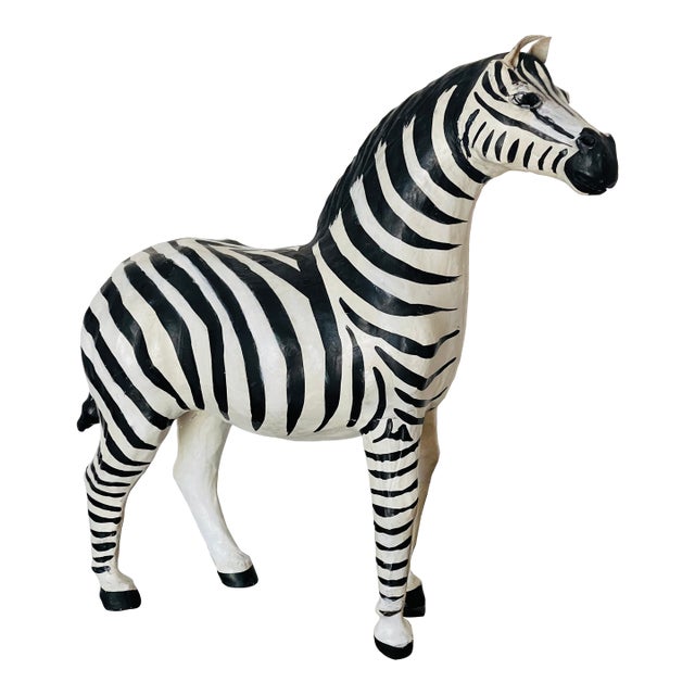 20 Th C Paper Mache Zebra Figurine For Sale