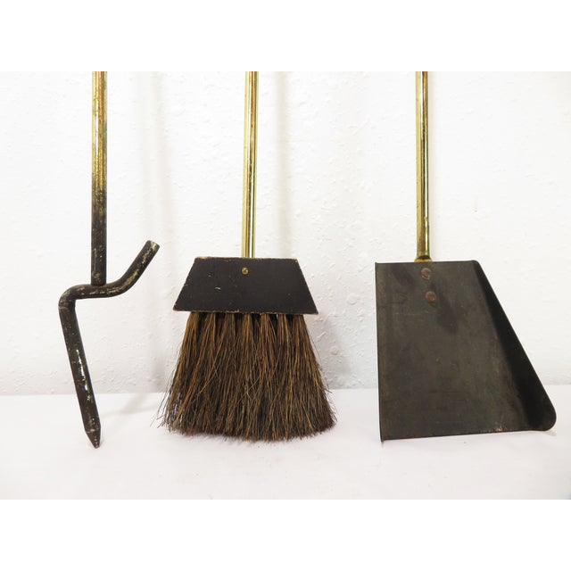 Mid-Century Modern Wall Mount ~ Mid Century Modernist Brass Fireplace Tools Set ~ Donald Deskey Era For Sale - Image 3 of 17