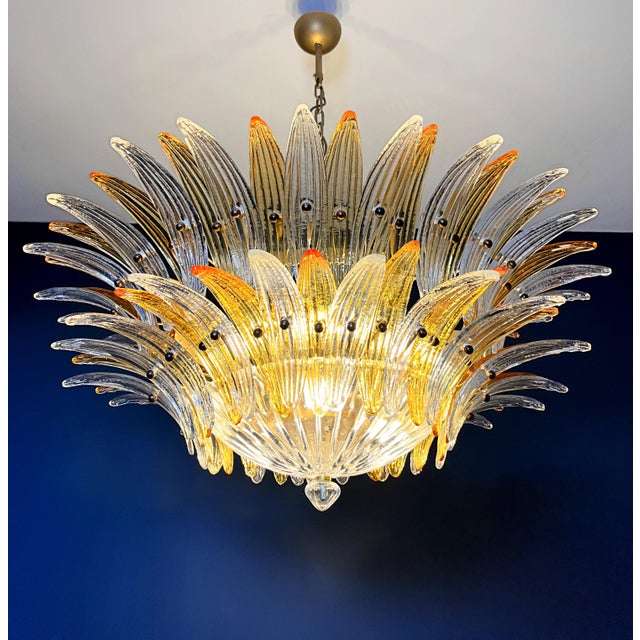Murano Chandelier in Amber and Clear Glasses, 1990s For Sale - Image 13 of 18