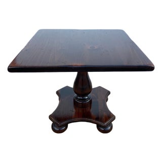 Vintage Ethan Allen Antiqued Pine Square Pedestal Cocktail Table #12-8054 For Sale