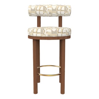Collector Modern Moca Bar Chair in Hymne Beige Fabric and Smoked Oak by Studio Rig For Sale
