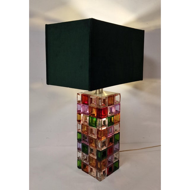 Table Lamp with Multi-Colored Glass Cubes Base, 1970s For Sale - Image 4 of 14