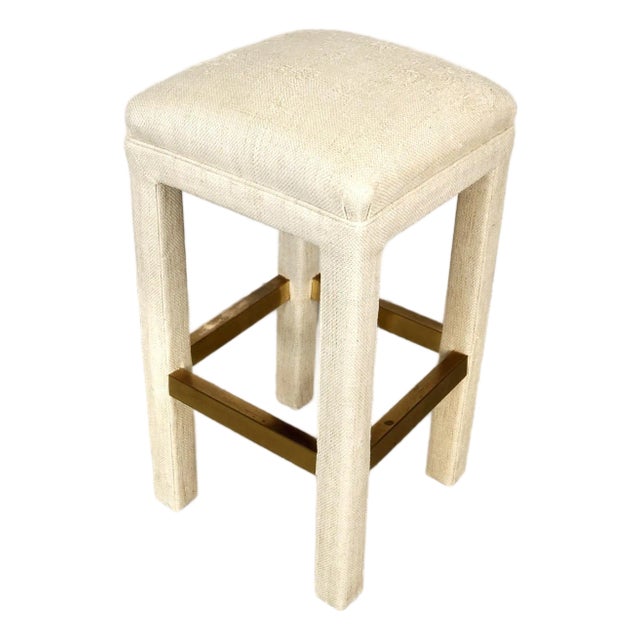 1970’s Hollywood Regency Milo Baughman Style Parsons Bar Stool For Sale