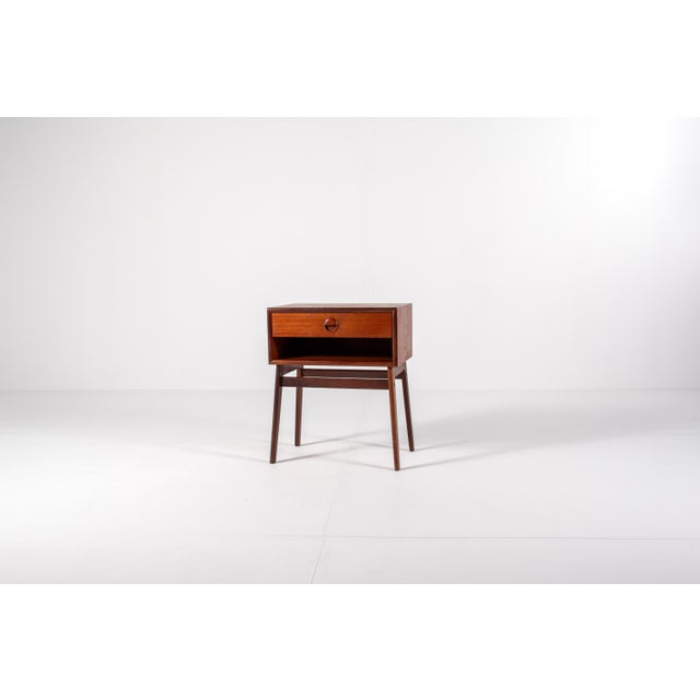 Mid-Century Danish Teak Bedside Table with Drawer and Open Shelf, 1960s For Sale - Image 4 of 12
