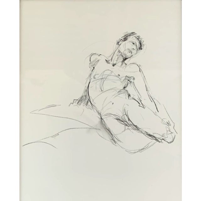 Impressionist 1980s Original Graphite Drawing of a Nude Man, Framed For Sale - Image 3 of 5
