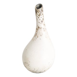 Mid-Century Swedish White and Brown Stoneware Vase by Hans Hedberg, 1950s For Sale