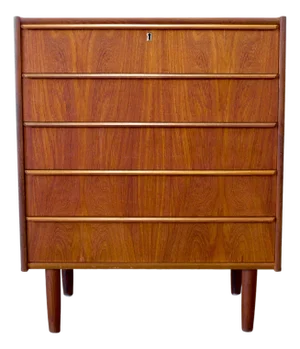 Danish Teak Five Drawer Dresser