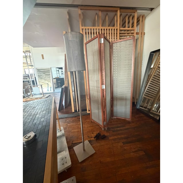 Contemporary Custom Steel Mesh Room Screen , Room Divider – Modern Industrial Folding Panels For Sale - Image 3 of 6