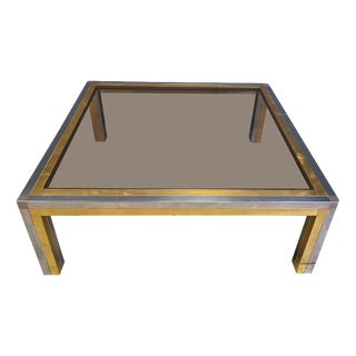 Vintage Chrome, Brass, and Glass Coffee Table, 1970s For Sale