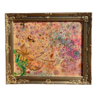 Textured Abstract Painting on Canvas, by Serg Graff, "Spring Dragonflies", Coa For Sale