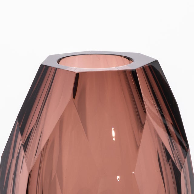 Hand-Blown Murano Modern Tall Faceted Vase in Amethyst Large For Sale In Los Angeles - Image 6 of 10