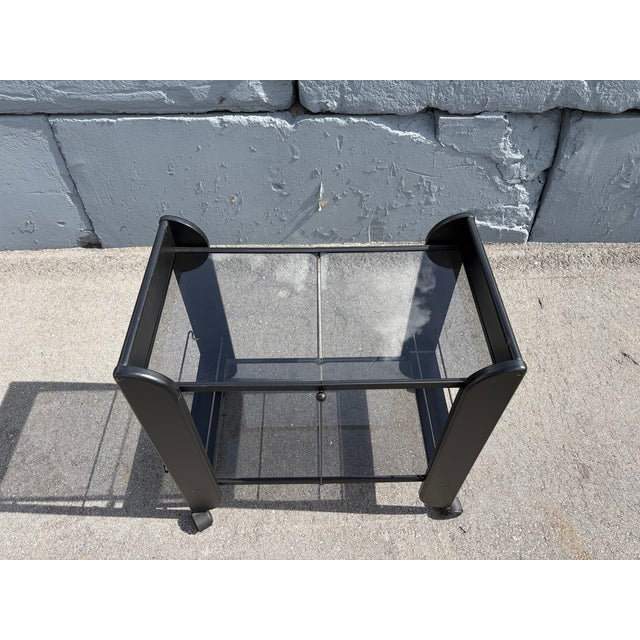 1980s Black Serving or Bar Cart From Mascagni, Made in Italy, Foldable For Sale - Image 9 of 15