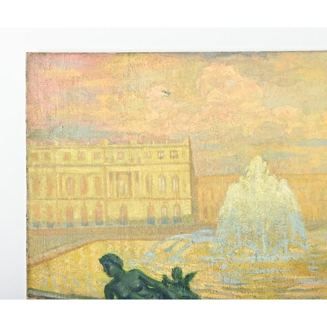 Textile French Vintage Robert Mahias Painting, Versailles at Sunset For Sale - Image 7 of 10
