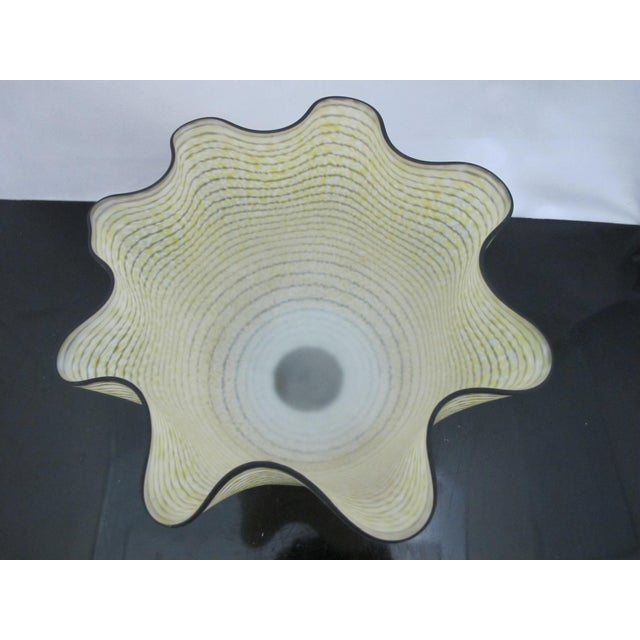 Kosta Boda Sweden Carmen Large Yellow Art Glass Handkerchief Ruffle Bowl Signed For Sale - Image 9 of 12