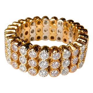 18K Two Tone Gold La Reina Diamond Designer Eternity Band Ring For Sale