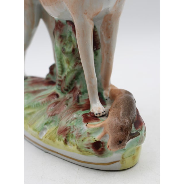 Auburn Circa 1860-80 English Staffordshire Pair of Standing Whippets For Sale - Image 8 of 9