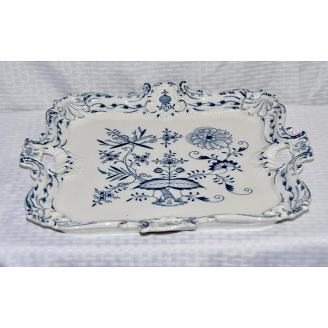 Late 20th Century Large Meissen Porcelain Serving Tray in ‘Blue Onion’ Pattern For Sale - Image 10 of 10