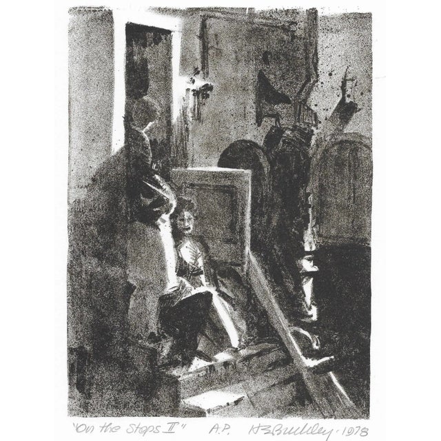 1978 Harry Buckley on the Steps Lithograph Artist's Proof For Sale