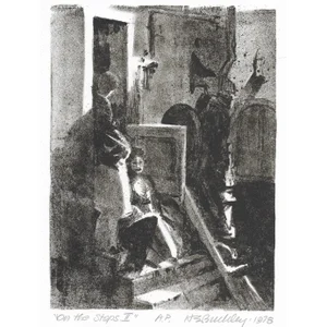 1978 Harry Buckley on the Steps Lithograph Artist's Proof
