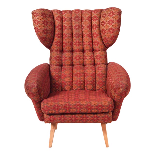 Mid-Century Wingback Armchair in Beech, 1950s For Sale