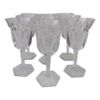 Large Baccarat Crystal Glasses in Malmaison Pattern, 1970s, Set of 9 For Sale
