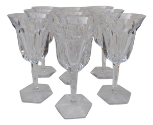 Large Baccarat Crystal Glasses in Malmaison Pattern, 1970s, Set of 9