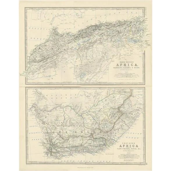 Antique Map of North-Western and South Africa by A.K. Johnston, 1865 For Sale