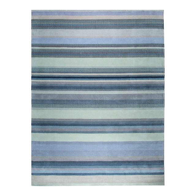 10x14 Jade Sophisticated Multicolor Mauve Striped Handmade Wool Carpet Rug For Sale