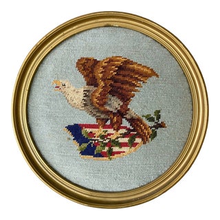 Vintage Americana Framed Eagle Needlepoint For Sale