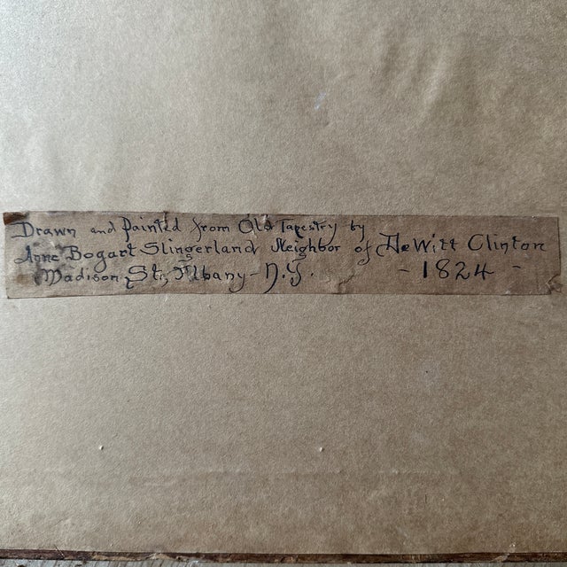 Dark Green Early 1824 Original Painting on Paper - Jesus and the Samaritan and I Another Woman and Shepard Man- With Gorgeous Back Drop, Framed For Sale - Image 8 of 12